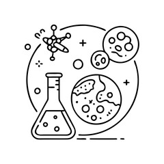 astrobiology lab icon, astrobiology lab line art - simple line art of astrobiology lab, perfect for astrobiology lab logos and icons