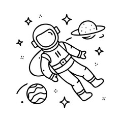 astronaut floating icon, astronaut floating line art - simple line art of astronaut floating, perfect for astronaut floating logos and icons