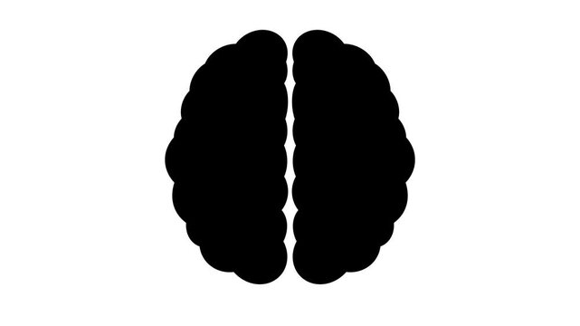 black and white vector illustration of a human brain top view, ideal for science, education, or psychology related designs