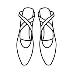 ballerina pointe shoes icon, ballerina pointe shoes line art - simple line art of ballerina pointe shoes, perfect for ballerina pointe shoes logos and icons