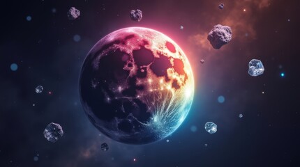 Exploring cosmic wonders national space day celebrations outer space digital art mystical environment wide-angle view