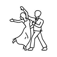 ballroom dancers icon, ballroom dancers line art - simple line art of ballroom dancers, perfect for ballroom dancers logos and icons