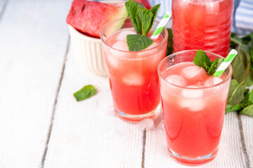 Homemade watermelon lemonade, iced watermelon juice