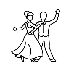 ballroom dancers icon, ballroom dancers line art - simple line art of ballroom dancers, perfect for ballroom dancers logos and icons