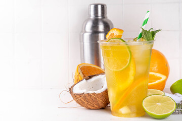 Orange coconut lemonade mojito drink