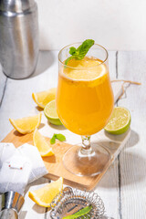 Trendy tea cocktail set, sparkling tea soda