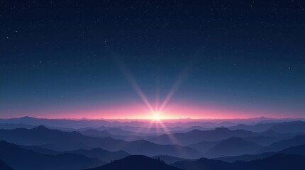 Naklejka premium Celebrating national space day a stunning sunrise over mountain landscapes natural beauty inspirational viewpoint