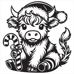 Obraz premium Printable baby highland cow for nursery wall art