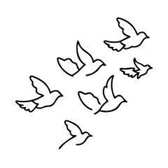 birds flying icon, birds flying line art - simple line art of birds flying, perfect for birds flying logos and icons