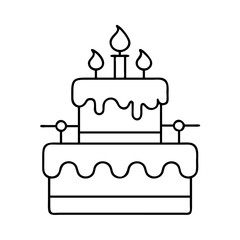 birthday cake icon, birthday cake line art - simple line art of birthday cake, perfect for birthday cake logos and icons