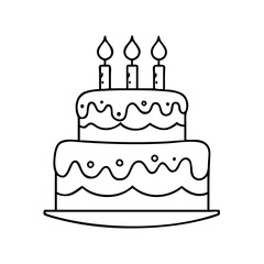 birthday cake icon, birthday cake line art - simple line art of birthday cake, perfect for birthday cake logos and icons
