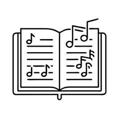 Fototapeta premium book and musical notes poetry or songbook icon