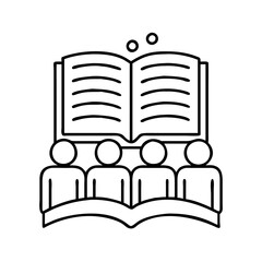 book club logo icon, book club logo line art - simple line art of book club logo, perfect for book club logo logos and icons