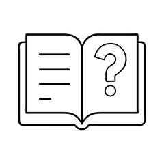 book with question mark icon, book with question mark line art - simple line art of book with question mark, perfect for book with question mark logos and icons