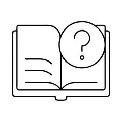 book with question mark icon, book with question mark line art - simple line art of book with question mark, perfect for book with question mark logos and icons