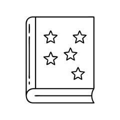 book with stars on cover icon, book with stars on cover line art - simple line art of book with stars on cover, perfect for book with stars on cover logos and icons