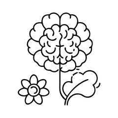 brain with flower icon, brain with flower line art - simple line art of brain with flower, perfect for brain with flower logos and icons
