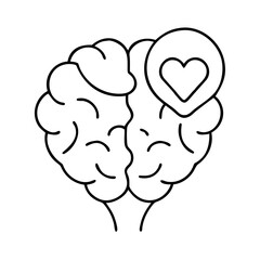 brain with heart icon, brain with heart line art - simple line art of brain with heart, perfect for brain with heart logos and icons