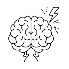 brain with lightning bolt stress icon, brain with lightning bolt stress line art - simple line art of brain with lightning bolt stress, perfect for brain with lightning bolt stress logos and icons