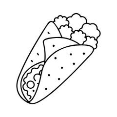 burrito icon, burrito line art - simple line art of burrito, perfect for burrito logos and icons