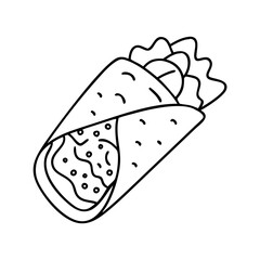 burrito icon, burrito line art - simple line art of burrito, perfect for burrito logos and icons