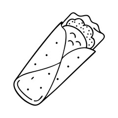 burrito icon, burrito line art - simple line art of burrito, perfect for burrito logos and icons