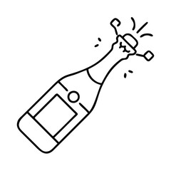 champagne bottle icon, champagne bottle line art - simple line art of champagne bottle, perfect for champagne bottle logos and icons