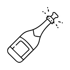 champagne bottle icon, champagne bottle line art - simple line art of champagne bottle, perfect for champagne bottle logos and icons