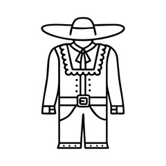 charro suit icon, charro suit line art - simple line art of charro suit, perfect for charro suit logos and icons