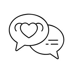 chat bubble with heart icon, chat bubble with heart line art - simple line art of chat bubble with heart, perfect for chat bubble with heart logos and icons