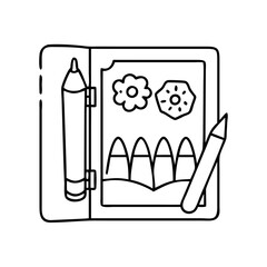 coloring book icon, coloring book line art - simple line art of coloring book, perfect for coloring book logos and icons