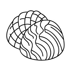 concha mexican sweet bread icon, concha mexican sweet bread line art - simple line art of concha mexican sweet bread, perfect for concha mexican sweet bread logos and icons