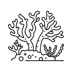 coral reef icon, coral reef line art - simple line art of coral reef, perfect for coral reef logos and icons