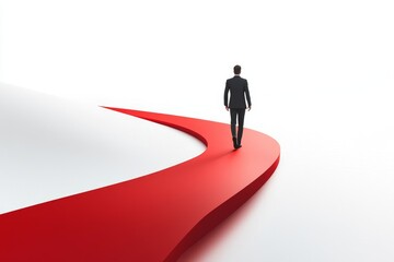 Fototapeta premium Businessman walking on a red path
