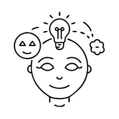 creative thinking face icon, creative thinking face line art - simple line art of creative thinking face, perfect for creative thinking face logos and icons