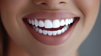 Fototapeta premium A wallpaper background featuring a close-up of a perfect smile with white, healthy, and beautiful teeth