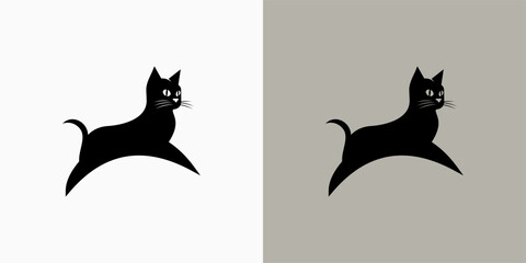 Cat logo line icons. Wild reindeer outdoor brand label. Elk antlers sign. Wildlife stag symbol. Vector illustration.	