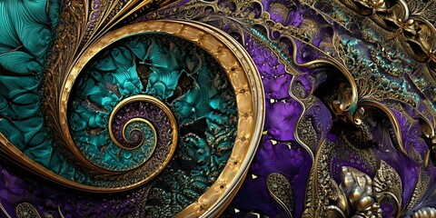 Obraz premium filigree luxurious ornaments, surreal metallic fractal patterns, fantasy floral ornate