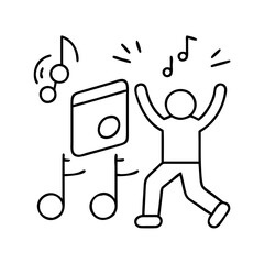 dance music playlist icon, dance music playlist line art - simple line art of dance music playlist, perfect for dance music playlist logos and icons