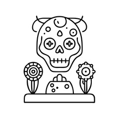 day of the dead figurine icon, day of the dead figurine line art - simple line art of day of the dead figurine, perfect for day of the dead figurine logos and icons
