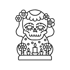 day of the dead figurine icon, day of the dead figurine line art - simple line art of day of the dead figurine, perfect for day of the dead figurine logos and icons