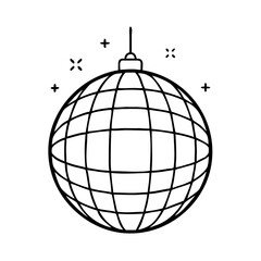 disco ball icon, disco ball line art - simple line art of disco ball, perfect for disco ball logos and icons