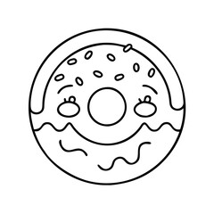 doughnut emoji icon, doughnut emoji line art - simple line art of doughnut emoji, perfect for doughnut emoji logos and icons