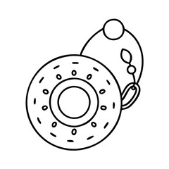 doughnut keychain icon, doughnut keychain line art - simple line art of doughnut keychain, perfect for doughnut keychain logos and icons
