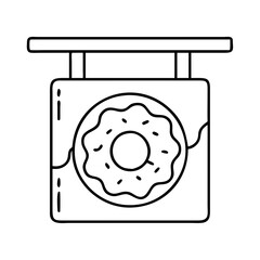doughnut shop sign icon, doughnut shop sign line art - simple line art of doughnut shop sign, perfect for doughnut shop sign logos and icons