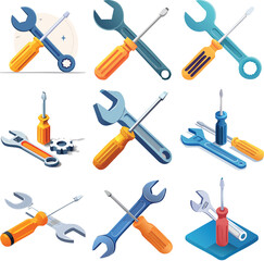 Screwdriver and Wrench tools construction support fix maintenance equipment
