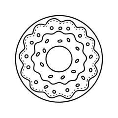 doughnut themed sticker icon, doughnut themed sticker line art - simple line art of doughnut themed sticker, perfect for doughnut themed sticker logos and icons