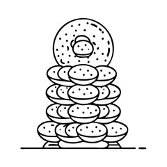 doughnut tower icon, doughnut tower line art - simple line art of doughnut tower, perfect for doughnut tower logos and icons