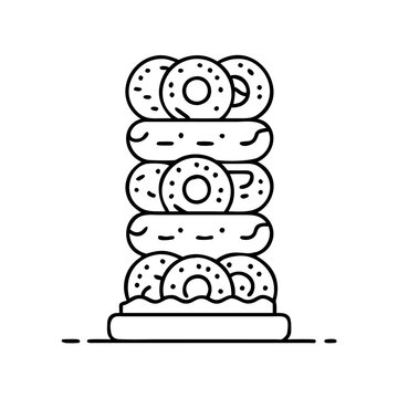 recommend clip art: doughnut tower icon, doughnut tower line art - simple line art of doughnut tower, perfect for doughnut tower logos and icons
