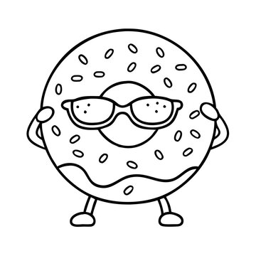 recommend clip art: doughnut wearing sunglasses icon, doughnut wearing sunglasses line art - simple line art of doughnut wearing sunglasses, perfect for doughnut wearing sunglasses logos and icons